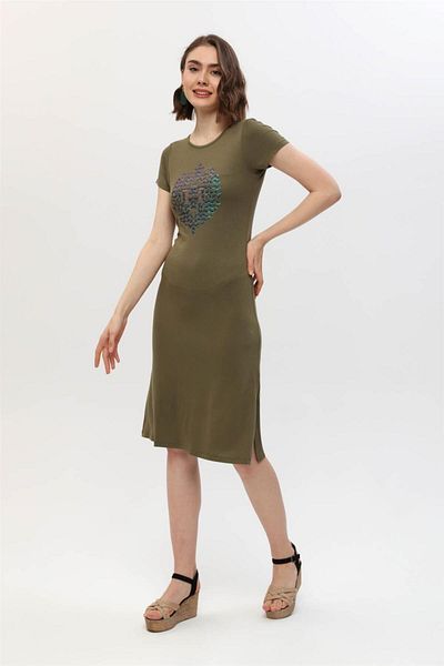 HomeStore Dress Jewelled *h* Iridescent Printed - Khaki