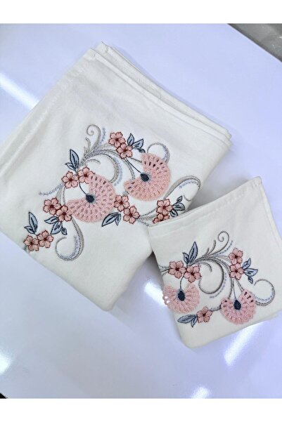 EM&FA TEKSTİL Combed Velvet Drop Model Mother and Daughter Dowry Embroidery T...