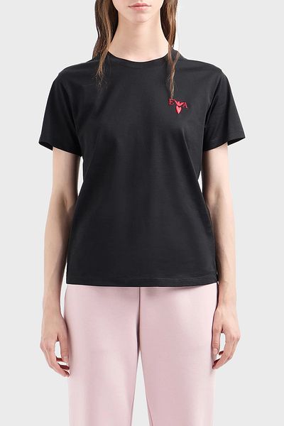 Emporio Armani تي شيرت قطني ذو شعار عادي برقبة دائرية تي شيرت EW 000202   AF10003 UC001