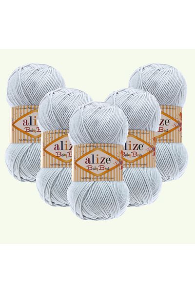 Alize Baby Best 5 τεμάχια Μωρουδιακό Νήμα 10% Βαμπού Αντιπλίινγκ 224 Παγωμένο Μπλε
