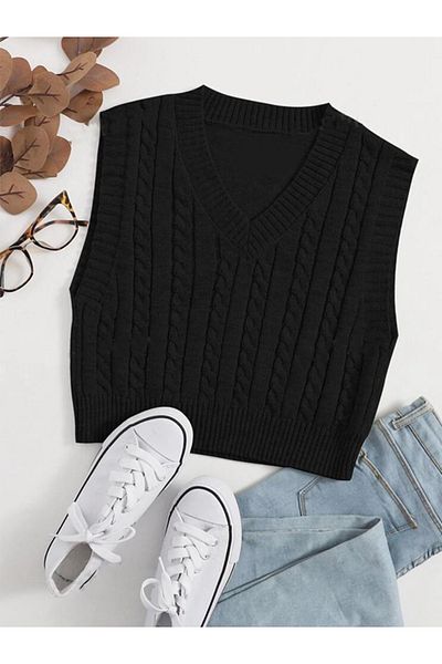 YUGA KNİTTİNG Hair Knitted Knitwear Crop Women's Sweater