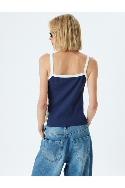 Koton Color Contrast Thin Strap Cotton Ribbed Undershirt