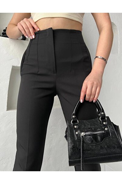 Asia Women's Collet Extra High Waist Narrow Leg Fabric Pants