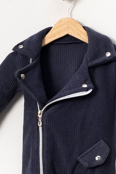 Minytrendy 3-18 Months Baby Boy Winter Cool Boy Velvet Jumpsuit - Newborn Zippered Gift
