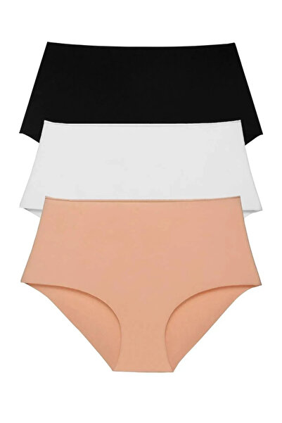 nettofit 3'lü Paket Kadın Yüksek Bel Bato İz Yapmayan Dikişsiz Lazer Kesim Külot