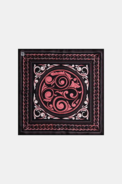 W Collection SİYAH - PEMBE İPEK MENDİL
