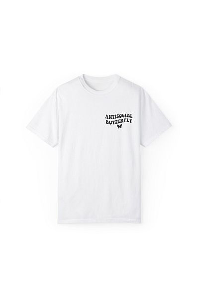 Hilosh Antisocial Butterfly Printed Unisex White T-Shirt