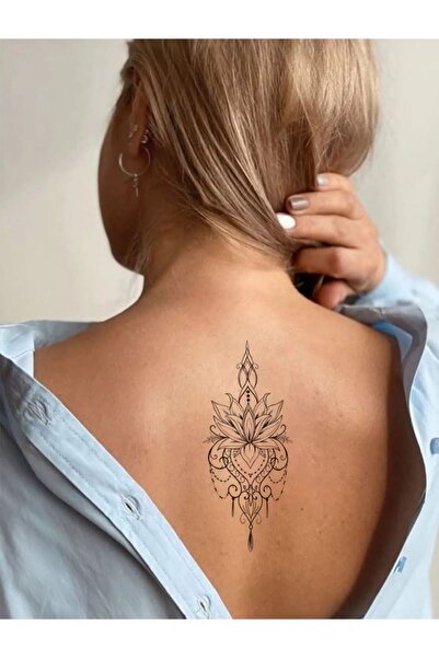 GLANZEND Gerçek Dövme Görünümlü Exile Mandala Lotus Modelli 3 Boyutlu Tattoo