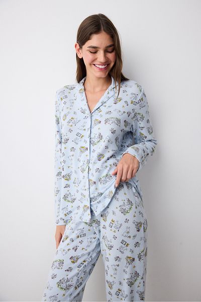 Penti Lazy Weekend Hellblau Hemd Hose Pyjama Set