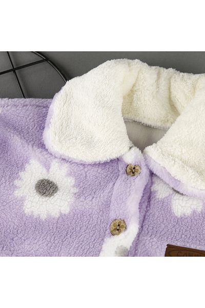 bebegci Seasonal Winter Girl's Coat with Flower Detail