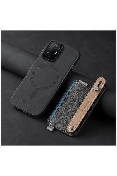 Zebana Xiaomi Mi 11T Uyumlu Kılıf 2in1 Kartlıklı Best Deri Kılıf Siyah