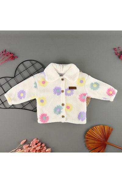 bebegci Seasonal Winter Girl's Coat with Flower Detail