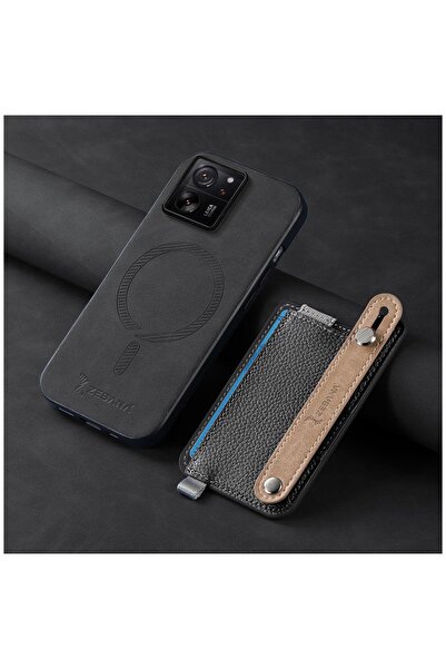 Zebana Xiaomi Mi 13T Uyumlu Kılıf 2in1 Kartlıklı Best Deri Kılıf Siyah