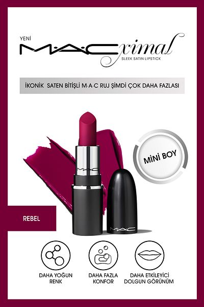 M.A.C   High Pigmentation Natural Satin Finish Long Lasting Softening Lipstick