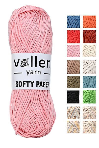 vollen yarn Ροζ μαλακό χάρτινο σχοινί Raffia - Σχοινί για χόμπι, κεντήματα, πλέξιμο στο χέρι, τσάντα, σουπλά και καπέλο