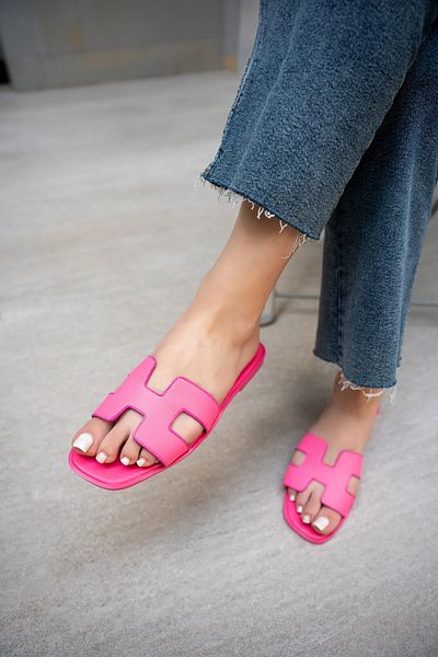 LAMİNTA Papuci de damă Herse Fuchsia cu talpă plată