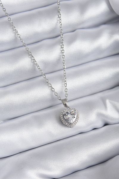 Skygo 316L Steel Chain Silver Color Heart Model Charm Women's Necklace - TJ-BKO7852