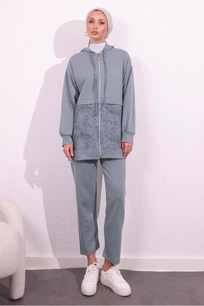 TRENDTESETTÜR Gray Double Thread Women's Trousers Set - t 8754