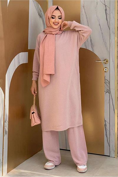 TRENDTESETTÜR Powder Colored Women's Long Knitwear Tunic - t 51222