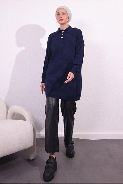 TRENDTESETTÜR Тъмносин трикотажен пуловер Kadyk - T 7409