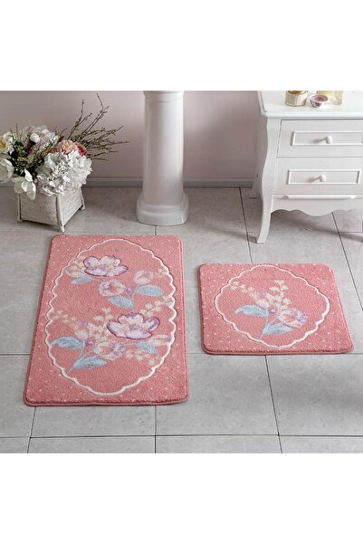 Taç Banyo Paspas Takımı Seti 2'li Baskılı Salvia