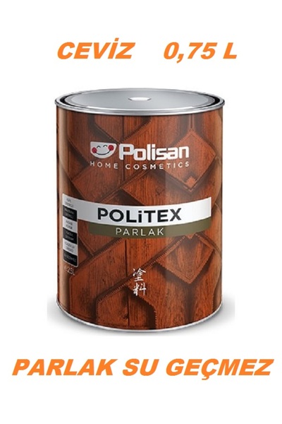 Polisan POLİSAN POLITEX PARLAK VERNİK CEVİZ SU GEÇİRMEZ UV DİRENÇLİ YÜKSEK DAYANIM 0,75 L  KOD: 0179