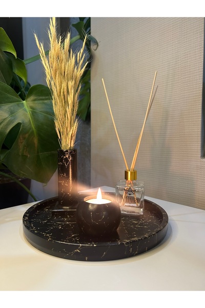 Miya Art Studio Dekoratif Beton Tepsi /  Tütsülük- Kuru Bitki / Mumluk /Oda K...