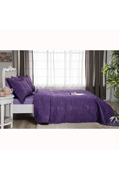 Taç Yatak Örtüsü Seti Comfort Truva Lacivert Çift Kişilik