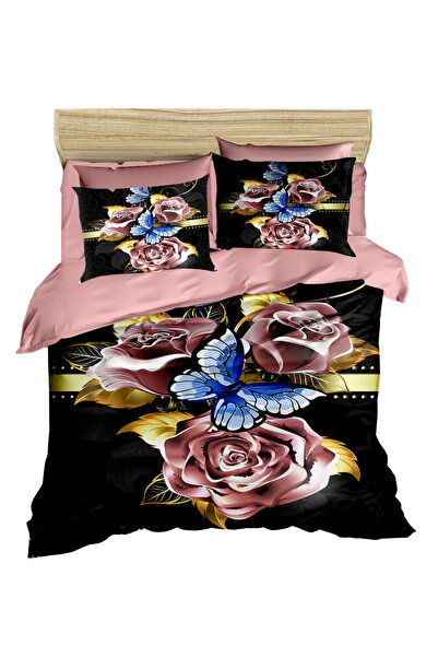 Fabeteks Roses and Butterflies 3D Digital Double Duvet Cover Set