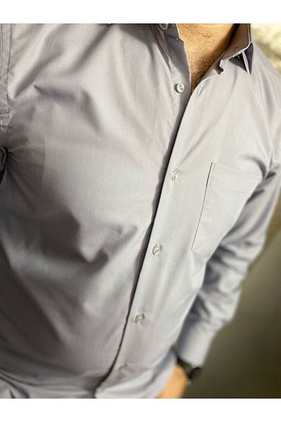BENESSE Dacron Pocket Classic Φαρδύ μακρυμάνικο πουκάμισο με γιακά γραβάτα