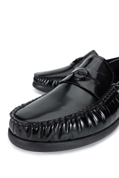 Tamer Tanca Men's Genuine Leather Black Opening Loafer Shoes