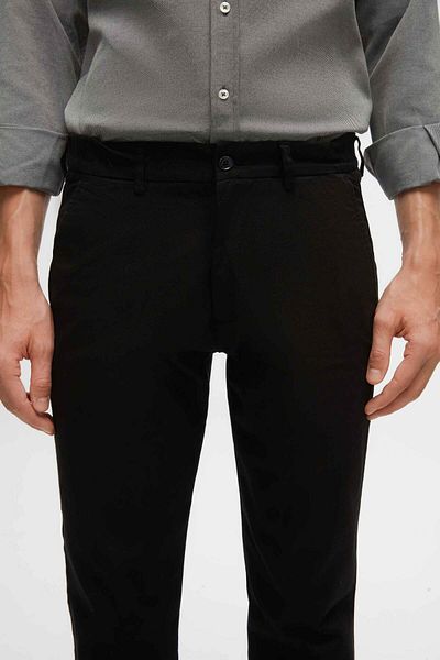 D'S Damat Lycra elastică - Pantaloni chino negri slim fit cu talie laterală elastică