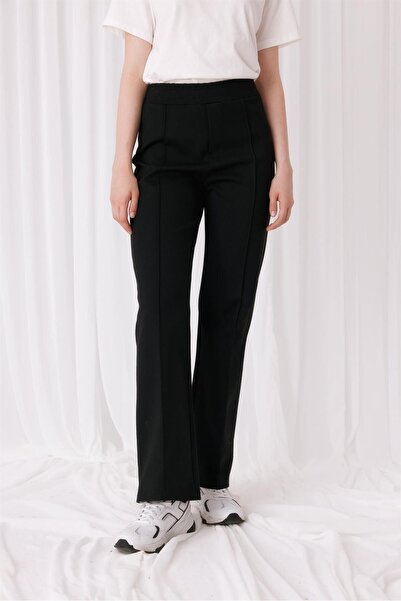 TUBİA Γυναικείο μαύρο ριγέ παντελόνι