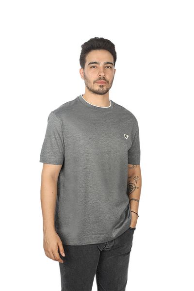 Emporio Armani Tricou antracit cu mânecă scurtă din bumbac, cu logo-ul mărcii pentru bărbați 6D1T99 1JOSZ-0631