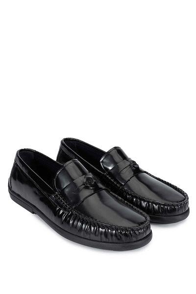 Tamer Tanca Men's Genuine Leather Black Opening Loafer Shoes