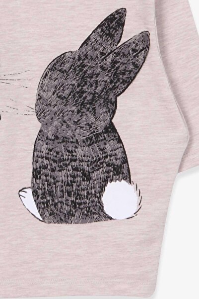Breeze 1.5-5 Years Girl Beige Melange Tunic - Rabbit Pattern