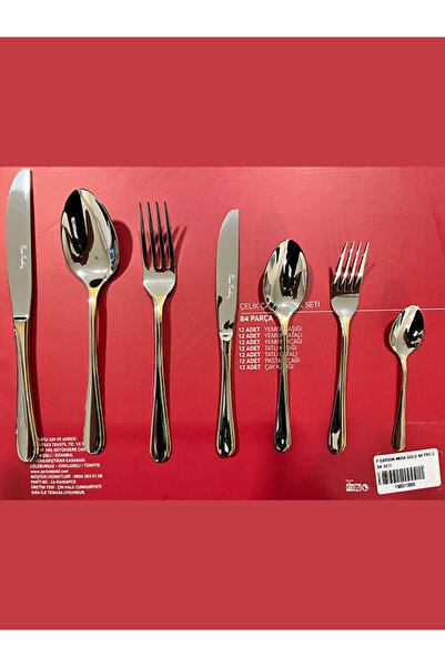 Pierre Cardin 84 Parça 12 Kişilik Çatal Bıçak Takımı Mira Gold