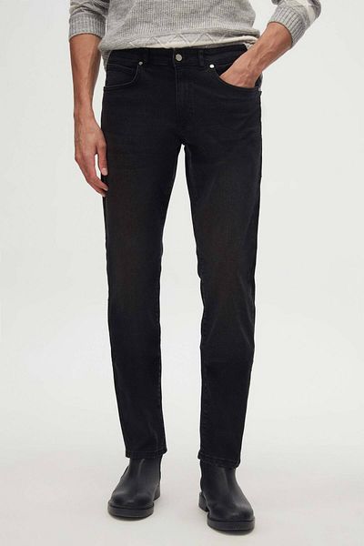 D'S Damat Antracitové Slim Fit džínové kalhoty - pět kapes, LYcra a seprané