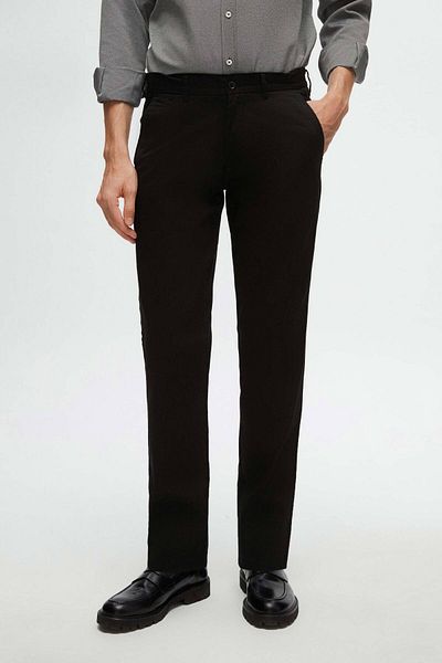 D'S Damat Lycra elastică - Pantaloni chino negri slim fit cu talie laterală elastică