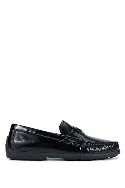 Tamer Tanca Men's Genuine Leather Black Opening Loafer Shoes