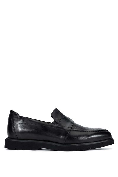 Tamer Tanca Men's Genuine Leather Black Loafer Shoes