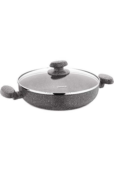 KORKMAZ Korkmaz Granite (Maya) Frypan with Glass Lid. 30 cm capacity.