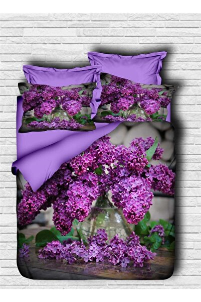 Fabeteks Lilac Digital Double Duvet Cover Set