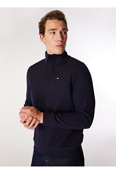 Jeep Lacivert Erkek Dik Relaxed Blok Sweatshirt C4WM-SWT4228 Beden: M