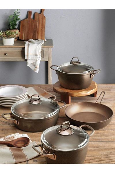 Pierre Cardin 7 Pieces - Granic Granite Pot and Copper Metal Pan Set