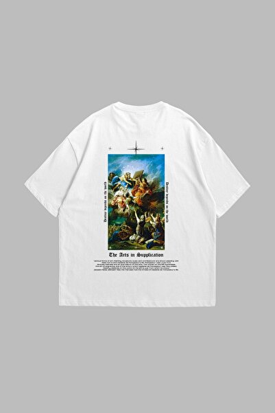Tarzsokak Art Is Suppliation Siluetă imprimată oversize unisex alb