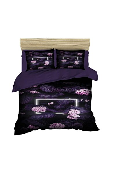 Fabeteks Purple Leaves 3-D Digital Duvet Cover Set