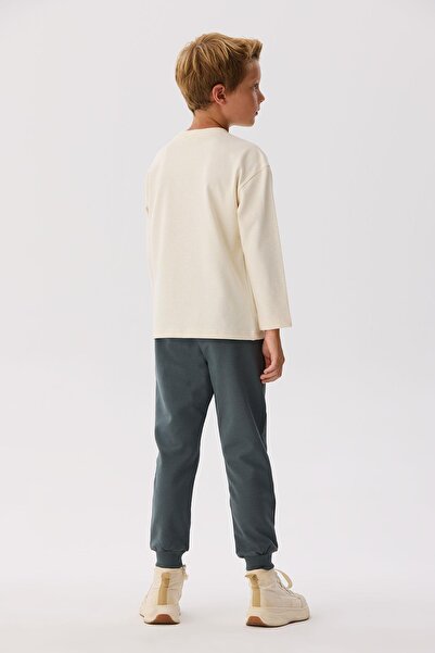 Nebbati Basic BG Store Boy's Ecru T-Shirt