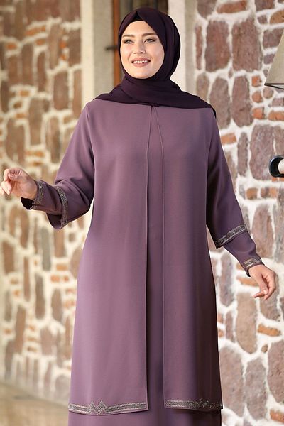 Amine Hüma Dusty Rose Buse Hijab βραδινό φόρεμα