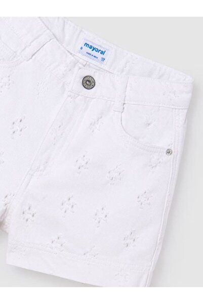 MAYORAL Κοριτσίστικο λευκό κεντημένο τζιν σορτς 6269
